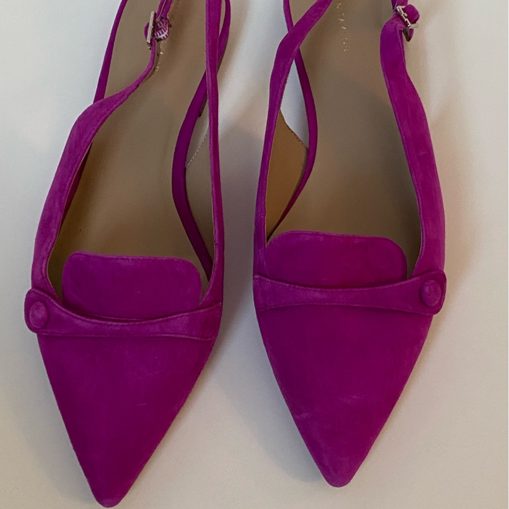 NWOT Ann Taylor Magenta Suede Slingback Flat Size 9M